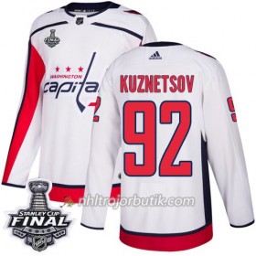 Män Ishockey Washington Capitals Tröja Evgeny Kuznetsov 92 2018 Stanley Cup Final Patch Adidas Vit Authentic